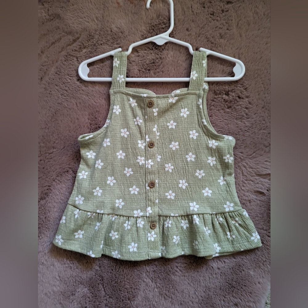 Green Floral Tank Top